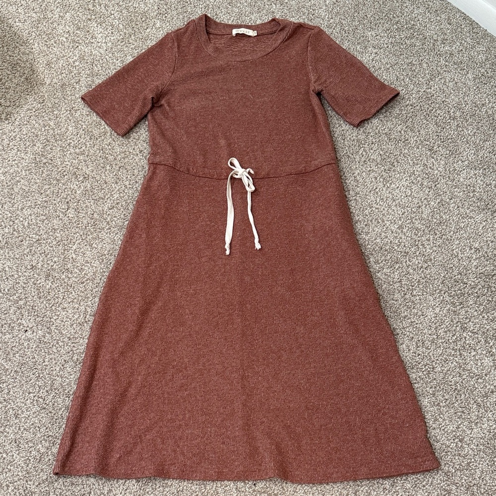 Roolee Brown Dress with Cream Tie